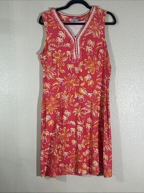 J. McLaughlin Coral Floral Sleeveless V-Neck Sundress